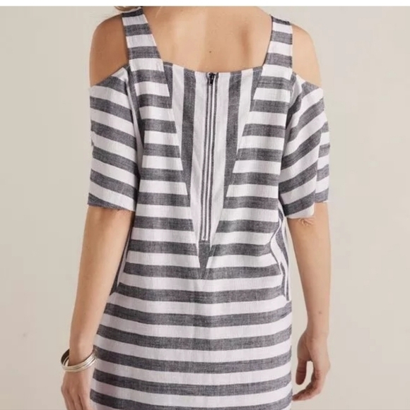 Soft Surroundings Women's Sunset Striped Cold Shoulder Linen Tunic sz Small - Picture 11 of 14